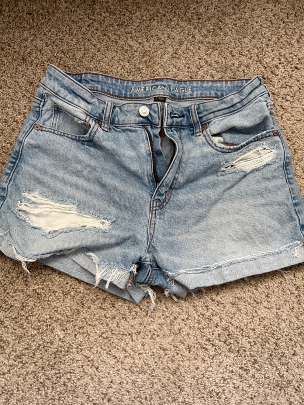 American Eagle Outfitters Light Wash Distressed Jean Shorts